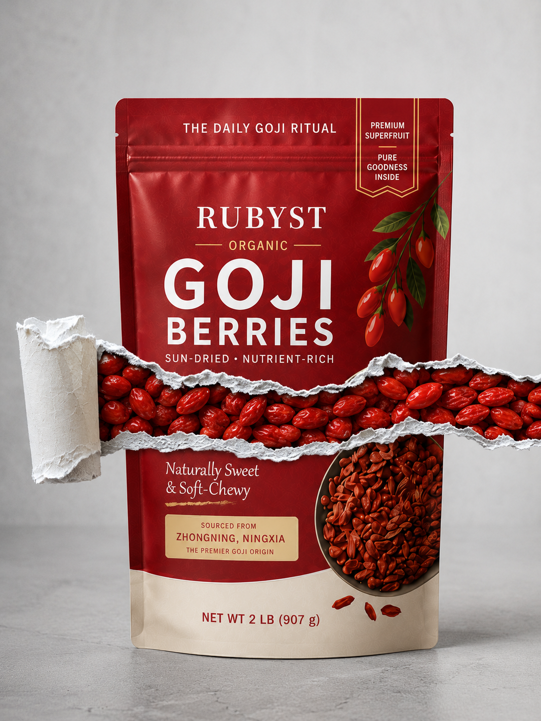 RUBYST dried goji berries package
