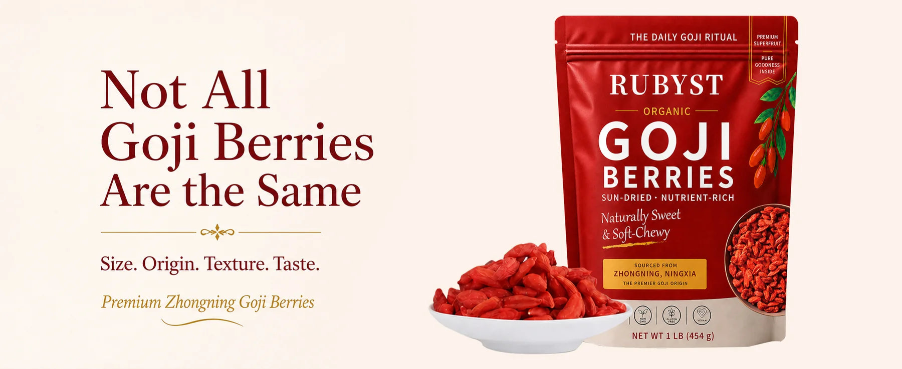 RUBYST 1 lb organic dried goji berries