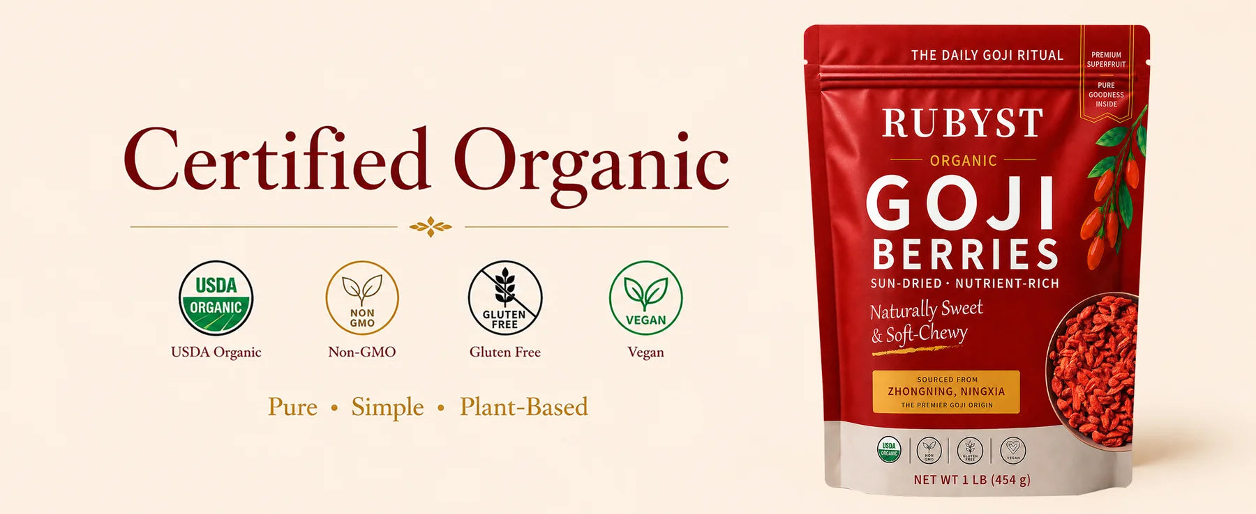 RUBYST organic dried goji attributes