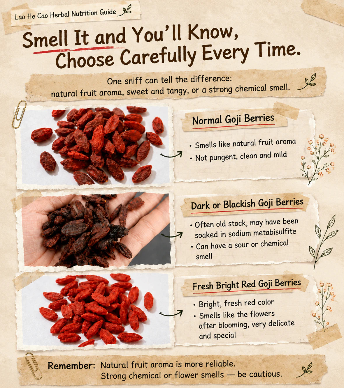 Goji berry aroma comparison