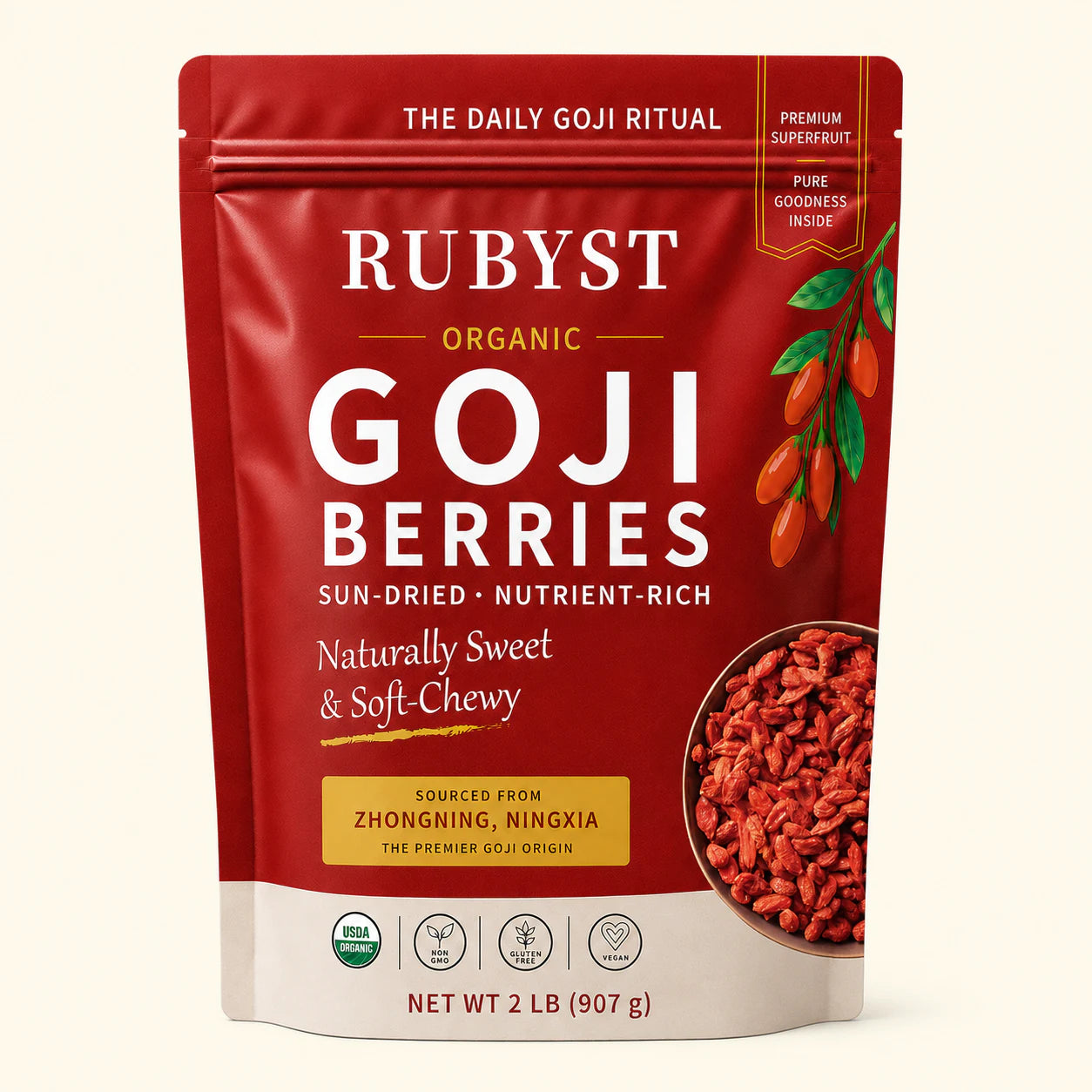 RUBYST Organic Goji Berries 2 lb
